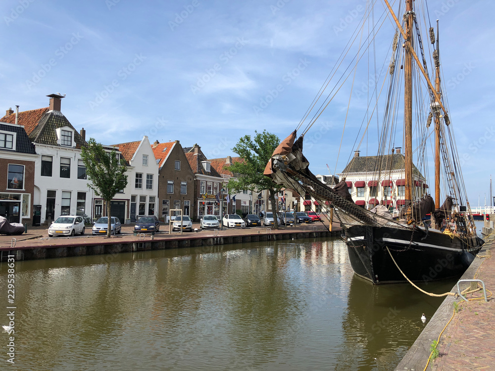 Fototapeta premium North harbor canal in Harlingen
