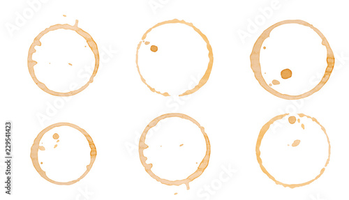 Coffee cup rings isolated on a white background set photo