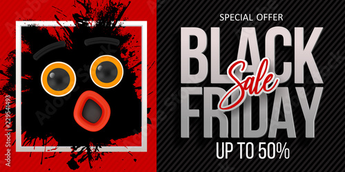 Black Friday sale with face on splash
