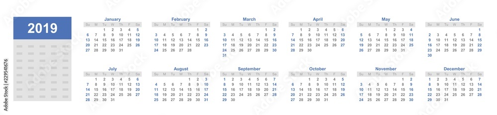 Bookmark style 2019 calendar, planner organiser and schedule Bookmark style 2019 calendar, planner organiser and schedule