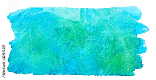 A large rectangle of watercolor color turquoise, aquamarine. Background color of the sea. Watercolor on white background.