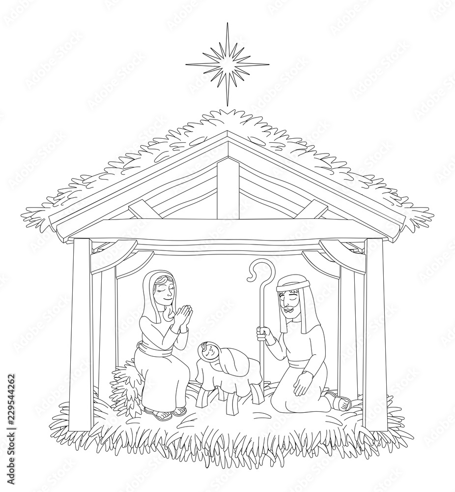 Baby Jesus In A Manger Drawing