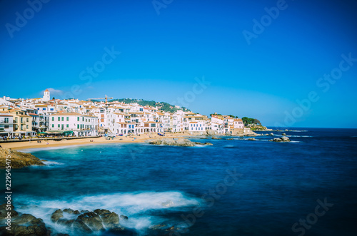 Coastal fishing town of Callela de Palafrugell with white houses, Catalania / Spain