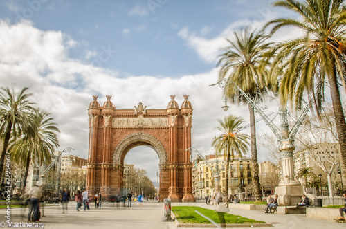 Passeig de Luis Companys and Arc de Triomf or Arco de Triunfo - triumphal arch in Barcelona / Catalania / Spain