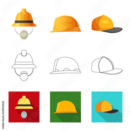 Isolated object of headgear and cap symbol. Set of headgear and accessory vector icon for stock.