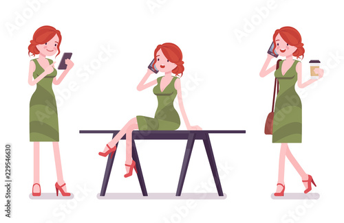 Female clerk with gadgets