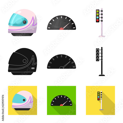 Isolated object of car and rally icon. Collection of car and race stock vector illustration.