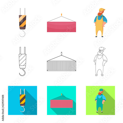 Vector illustration of goods and cargo symbol. Set of goods and warehouse stock symbol for web.