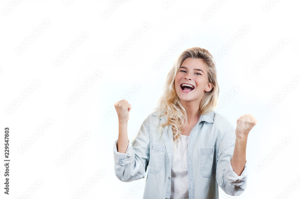 young emotional very beautiful girl on a white isolated background young emotional very beautiful girl on a white isolated background