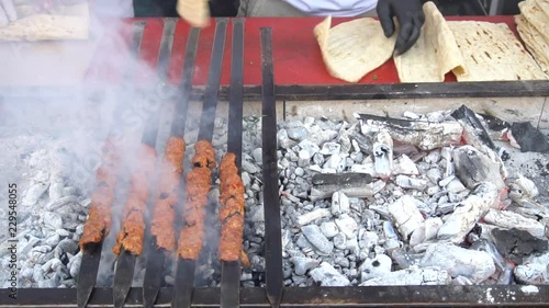 Turkish Liver Steak Kebab On Grill