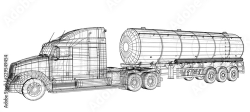 Truck Cistern illustration. Vector. Tracing illustration of 3d. EPS 10 vector format.