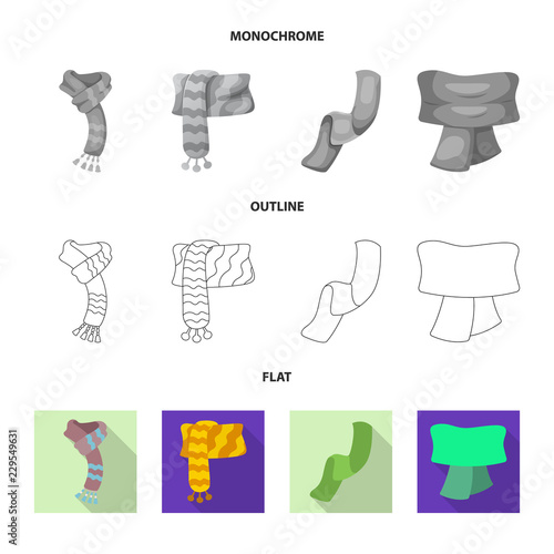 Isolated object of scarf and shawl icon. Collection of scarf and accessory stock vector illustration.