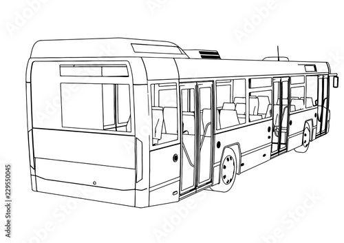 sketch city bus vector
