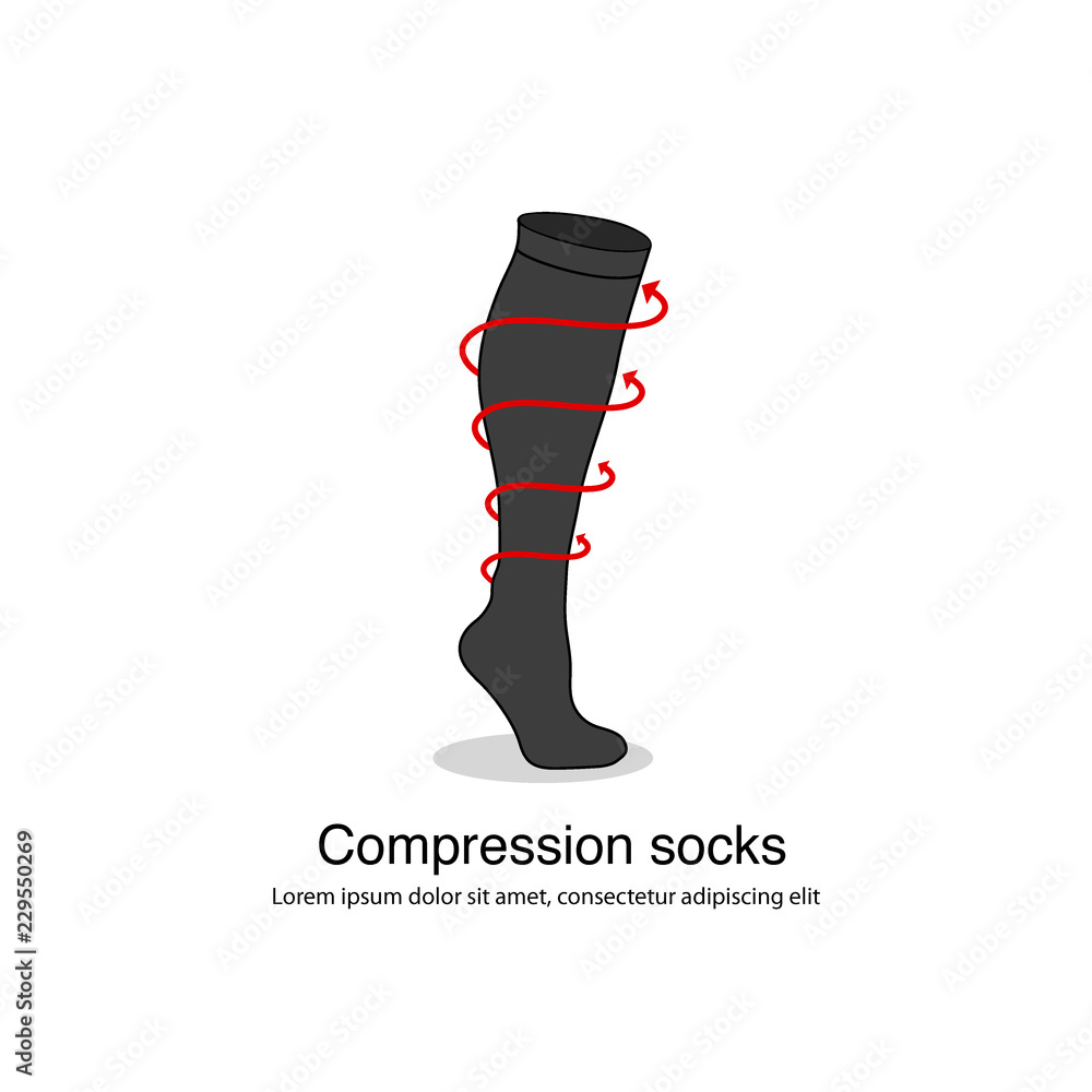 Φωτογραφία Compression socks graphic icon with infographic red arrows