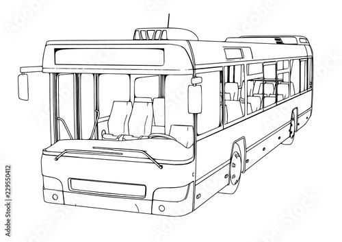 sketch city bus vector