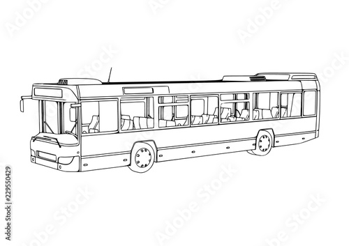 sketch city bus vector