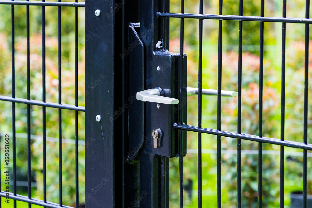 Mesh door at the gate close up