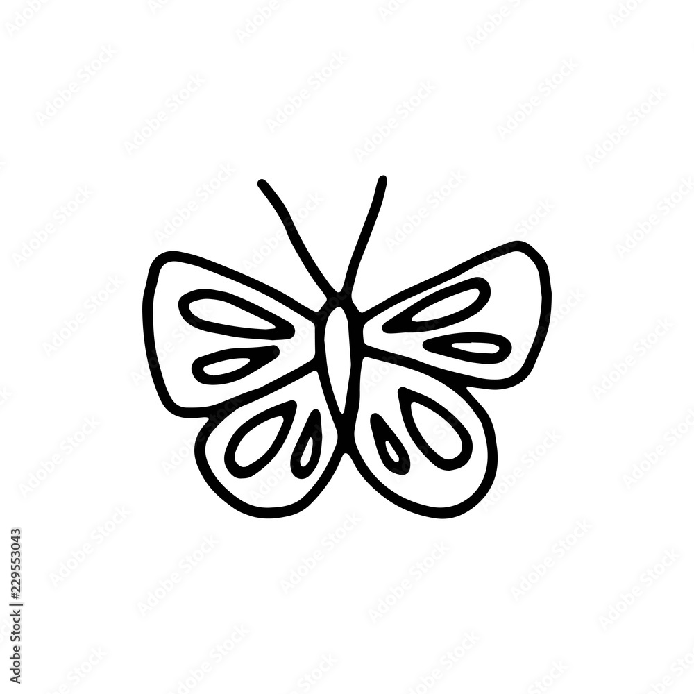 butterfly moth insect icon drawing isolated object on white background butterfly moth insect icon drawing isolated object on white background
