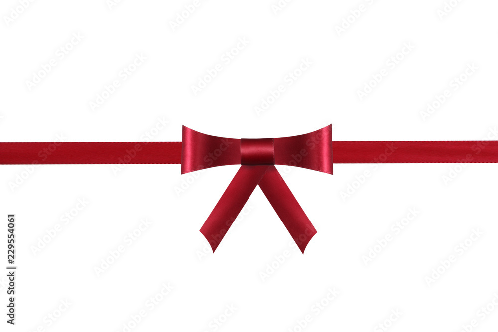  red package bow and a ribbon isolated on white background with clipping path included