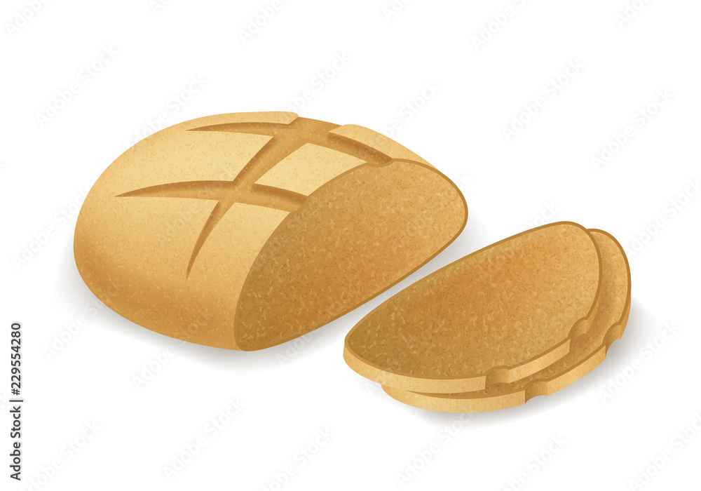 Realistic Detailed 3d Dark Bread and Slices. Vector Realistic Detailed 3d Dark Bread and Slices. Vector