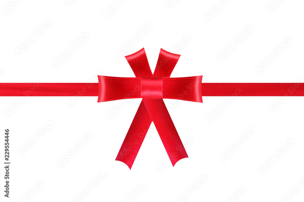 Obraz premium red package bow and a ribbon isolated on white background with clipping path included