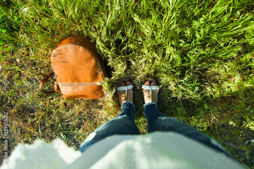 egs and leather backpack photo