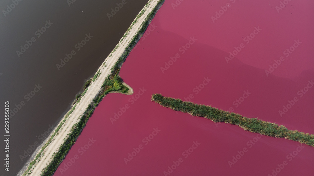 Aerial View of Pink Lake Ponds