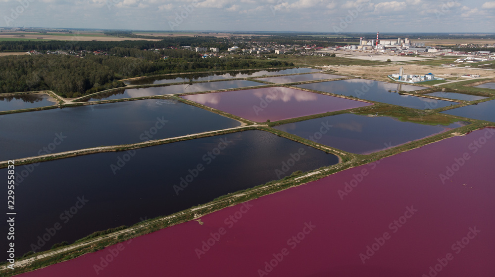 Aerial View of Pink Lake Ponds