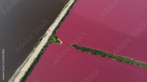 Aerial View of Pink Lake Ponds