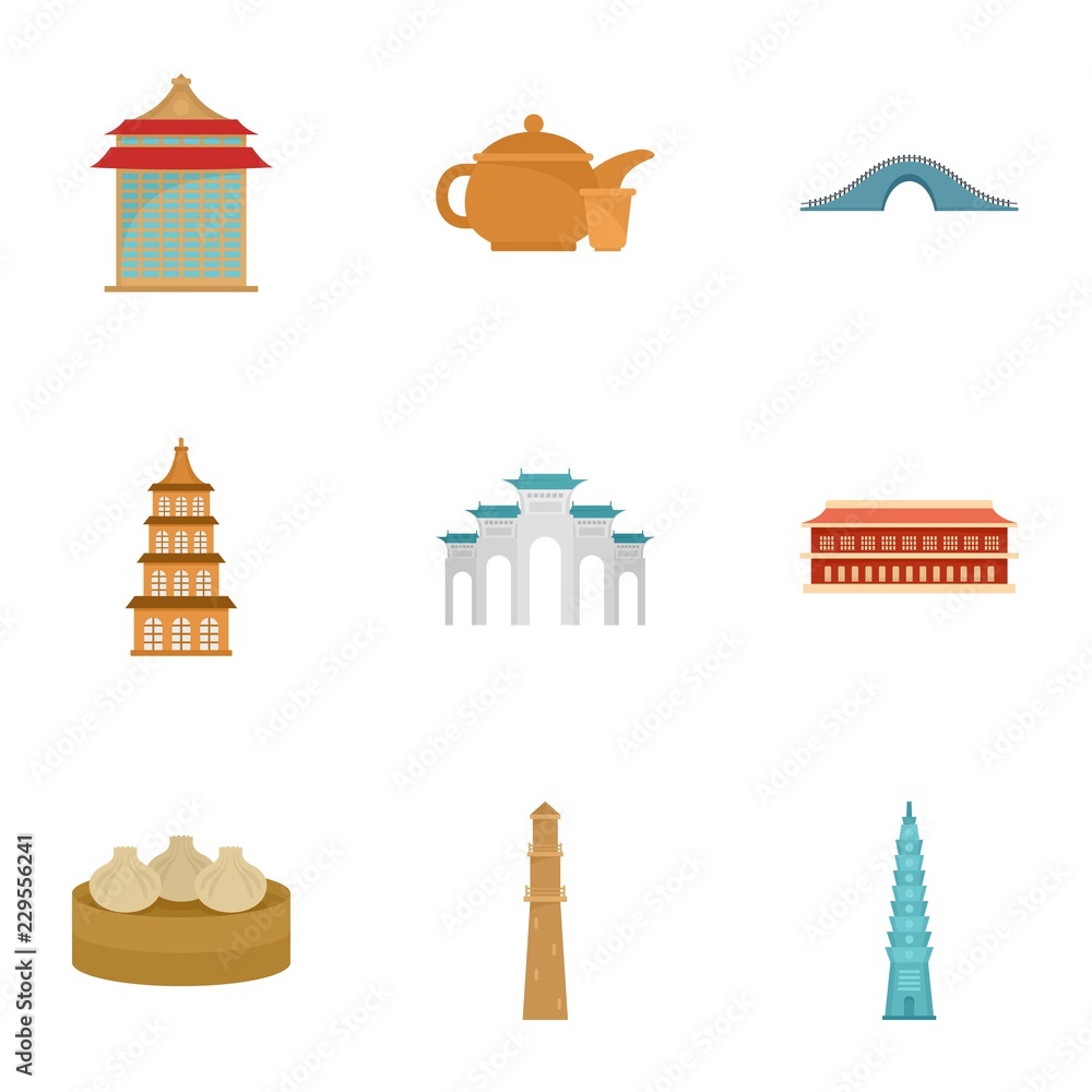 Taipei icon set. Flat set of 9 taipei vector icons for web design Taipei icon set. Flat set of 9 taipei vector icons for web design