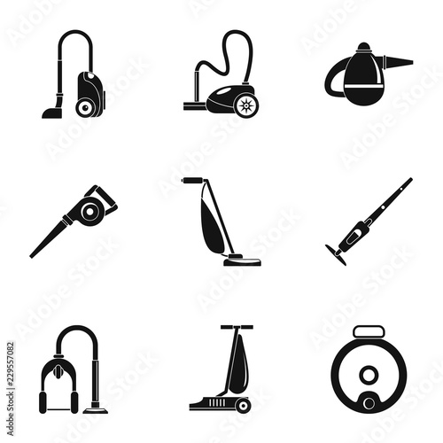 Modern carpet sweeper icon set. Simple set of 9 modern carpet sweeper vector icons for web design on white background