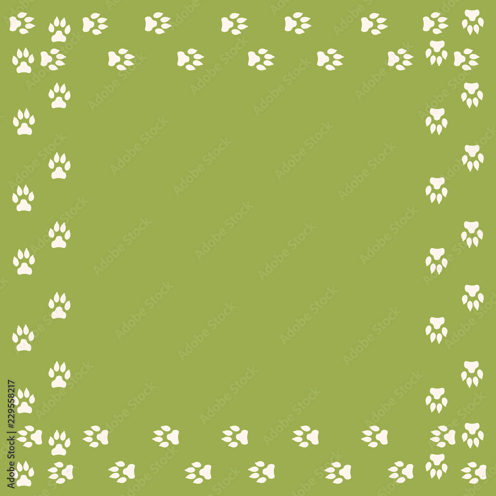 Frame with dog tracks isolated on white background. Vector illustration. Frame with dog tracks isolated on white background. Vector illustration.