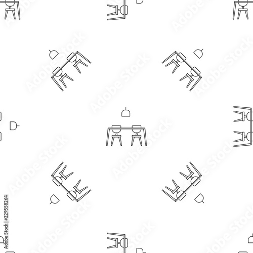 Table and chairs pattern seamless vector repeat geometric for any web design