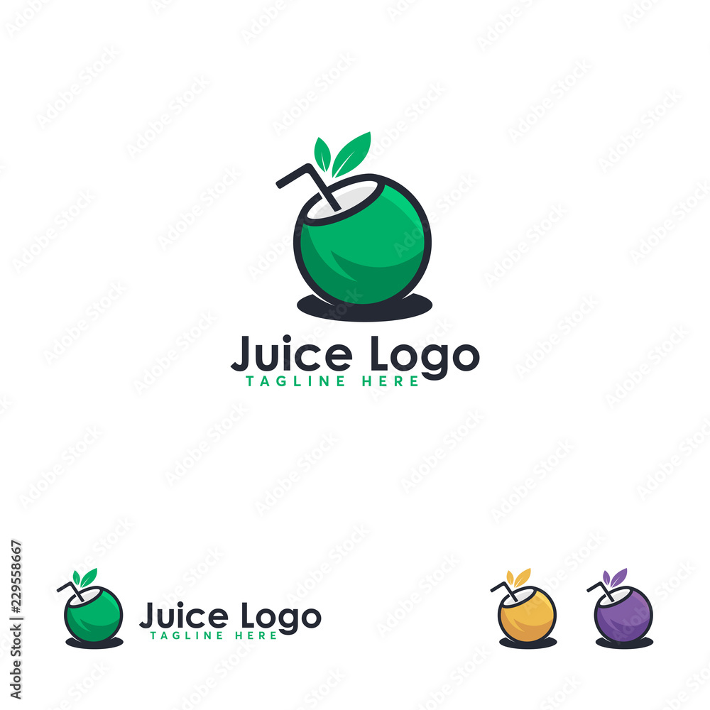Coconut Drink logo designs concept vector, Summer logo template icon