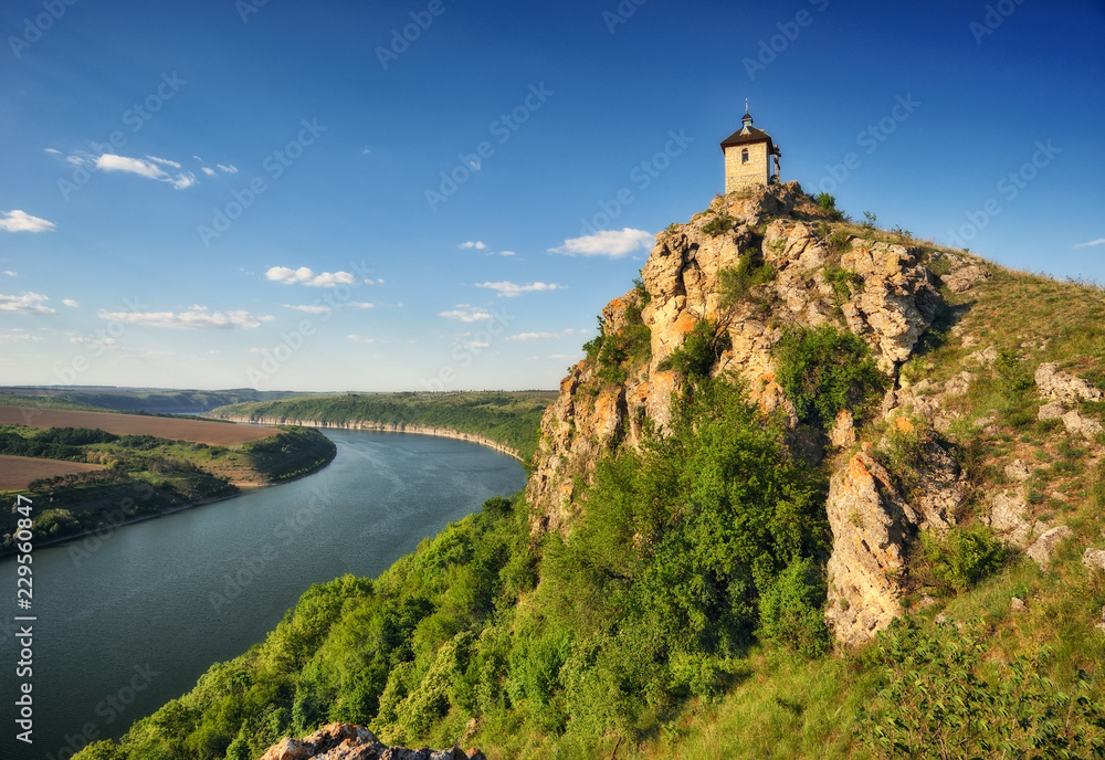 Church on a cliff above the river