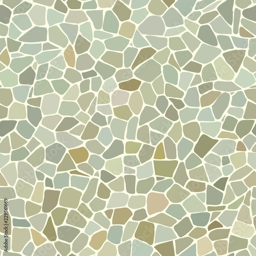 Seamless green cobblestones wall background.