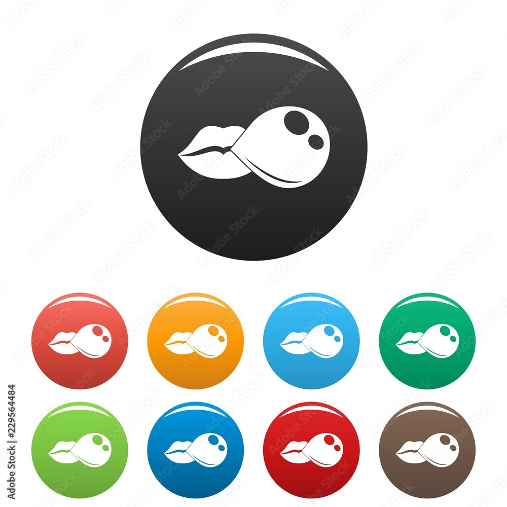 Lips make gum balloon icon. Simple illustration of lips make gum balloon vector icon for web design isolated on white background Lips make gum balloon icon. Simple illustration of lips make gum balloon vector icon for web design isolated on white background