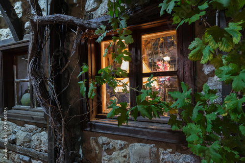 Architecture of the old city of Nesebar (Nessebar) at night. Streets and color of the city at night. Bulgaria. photo