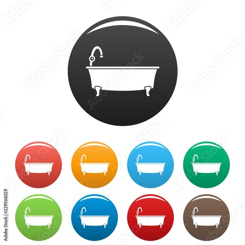Bathtube icons set 9 color vector isolated on white for any design