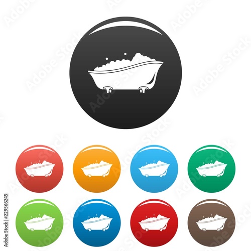 Bubblebath bathtube icons set 9 color vector isolated on white for any design