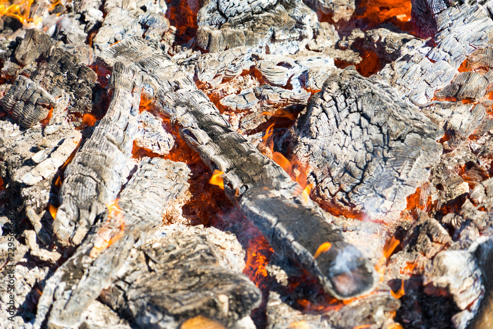 Photo of hot coals. Background. Place for your text. Photo of hot coals. Background. Place for your text.
