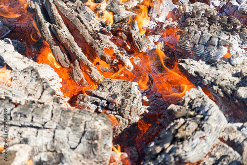 Photo of hot coals. Background. Place for your text. © Vladimir
