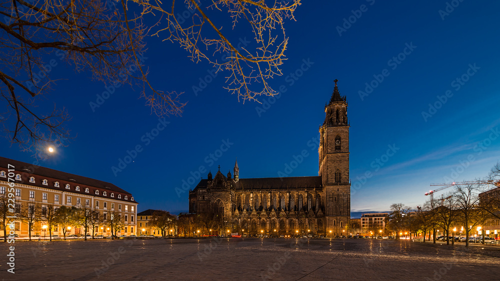 Magdeburger Domplatz zur blauen Stunde