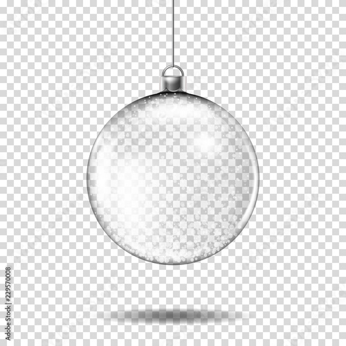 Transparent realistic christmas ball, isolated.
