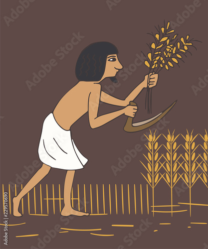 ancient egyptian peasant harvest cartoon