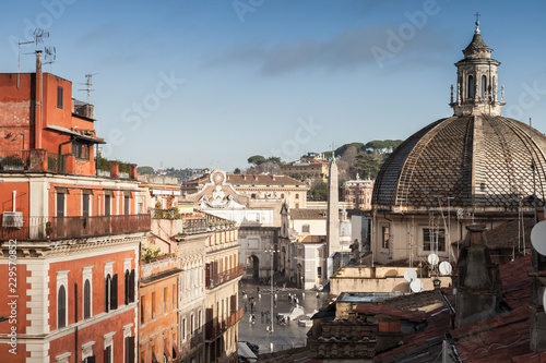 Photography Skyline of Old Rome, Italy. Via del Corso