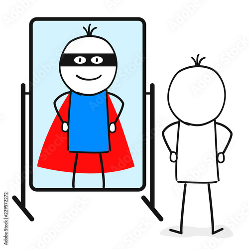 Superheld / Kraft / Selbstbewusstsein / Held / Spiegelbild 