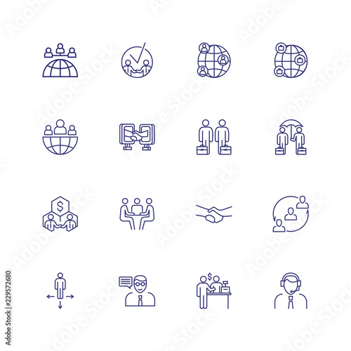 Partnership line icon set. Meeting, agreement, buying. Business concept. Can be used for topics like negotiations, networking, deal