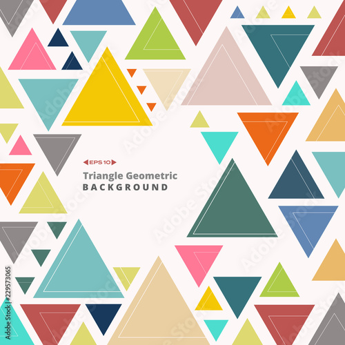 Abstract colorful retro triangle pattern shapes geometric background.