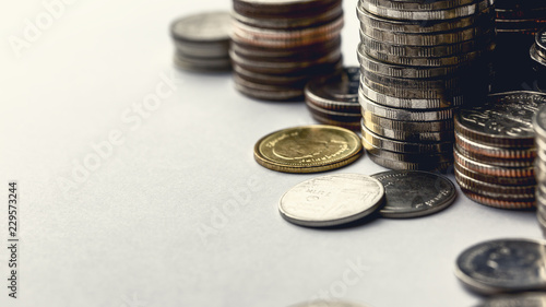Coins on white background